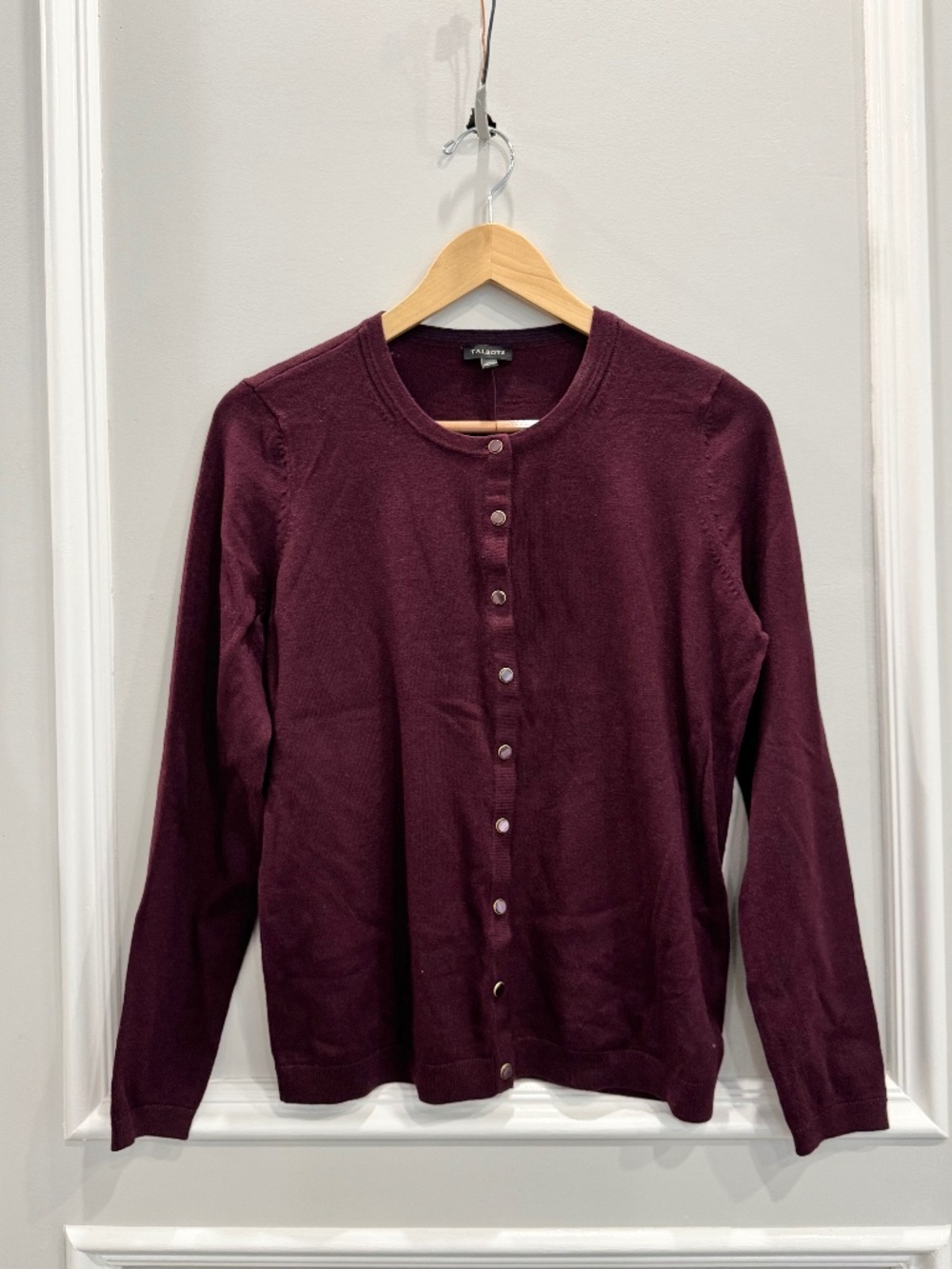 NWT Talbots Cashmere Blend Button-Front Cardigan Plum Burgundy Medium